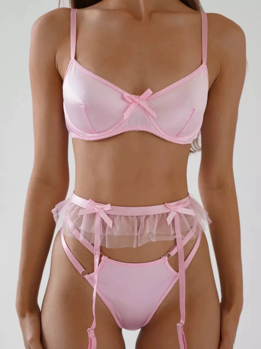 Conjunto de Encaje con Tirantes Cruzados