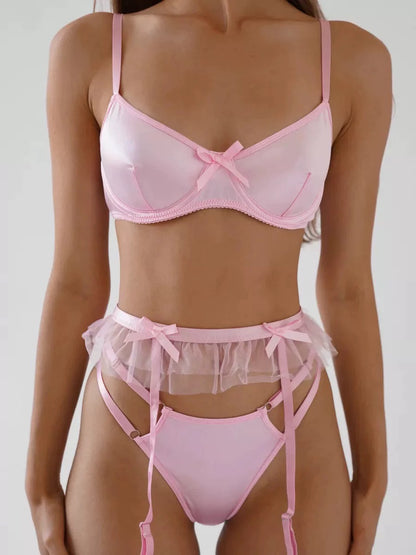 Conjunto de Encaje con Tirantes Cruzados