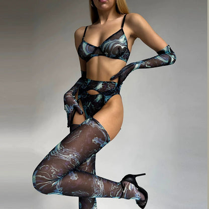 Conjunto de Lencería Sensual con Estampado