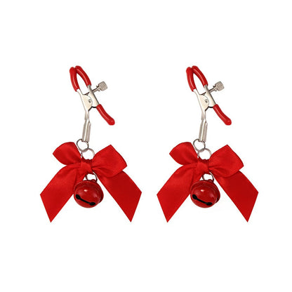Pinzas para pezones adjustables con moño y campanita